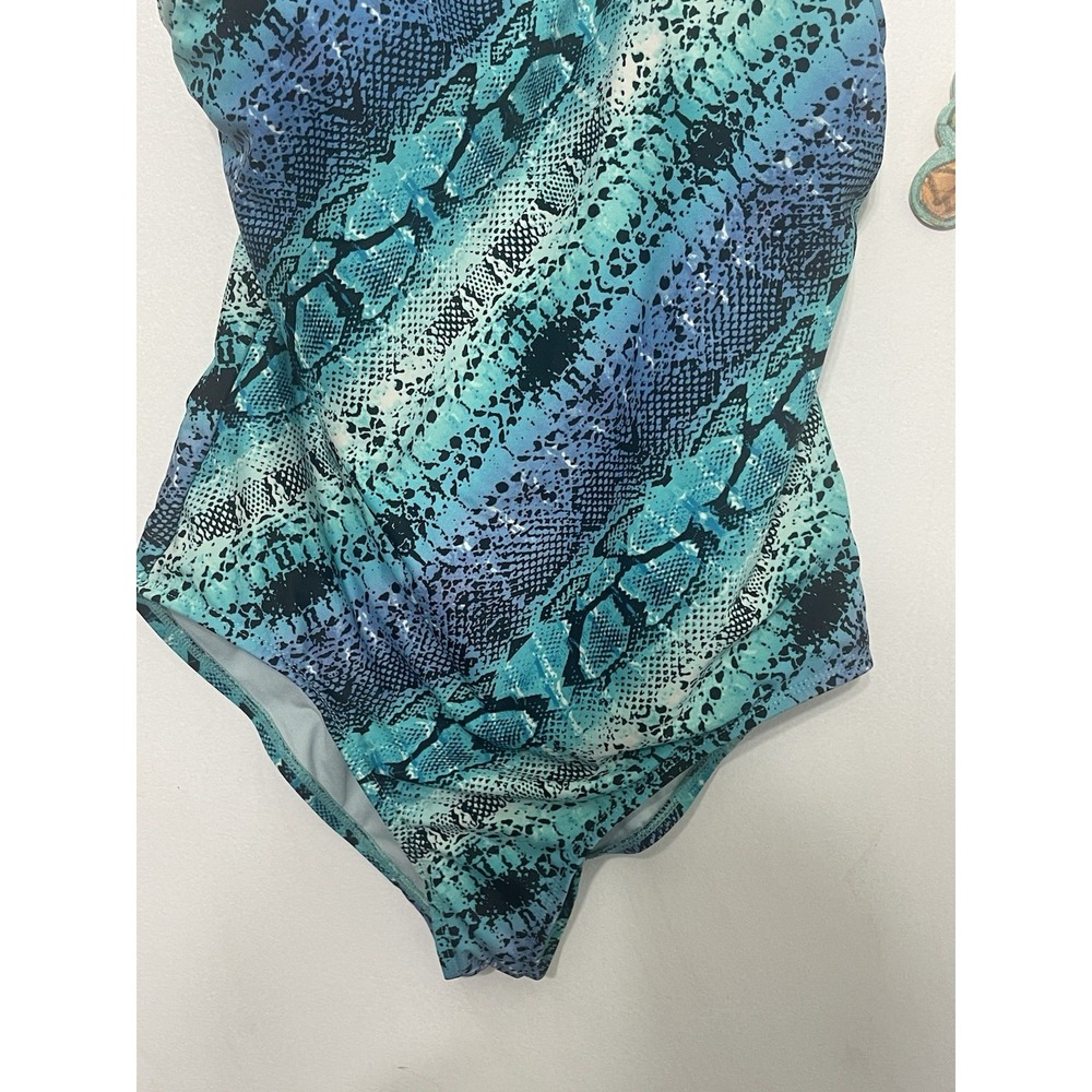 Catalina Women's One Piece Swimsuit Snake Print Blue Green Black Size M (8-10) - Picture 3 of 8